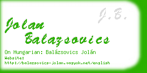 jolan balazsovics business card