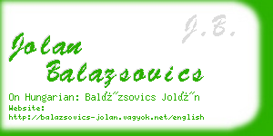 jolan balazsovics business card